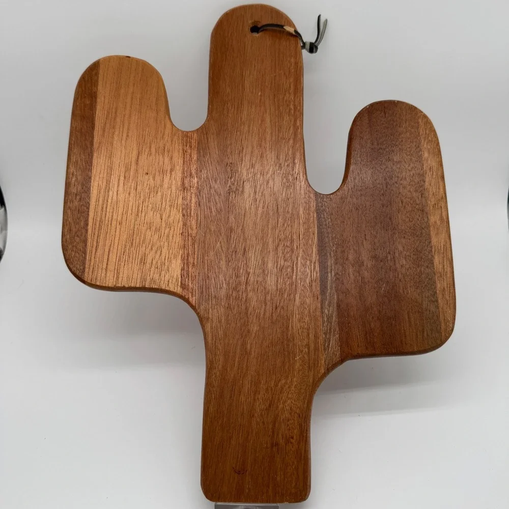 Vintage Saguaro Cactus Shaped Wood Cutting Board Charcuterie Plating Tray